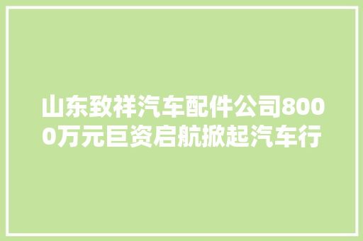 山东致祥汽车配件公司8000万元巨资启航掀起汽车行业新浪潮