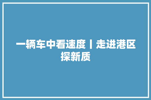 一辆车中看速度丨走进港区探新质 汽车知识