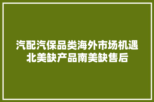 汽配汽保品类海外市场机遇北美缺产品南美缺售后