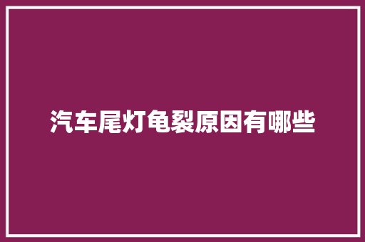 汽车尾灯龟裂原因有哪些
