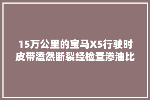 15万公里的宝马X5行驶时皮带溘然断裂经检查渗油比较严重