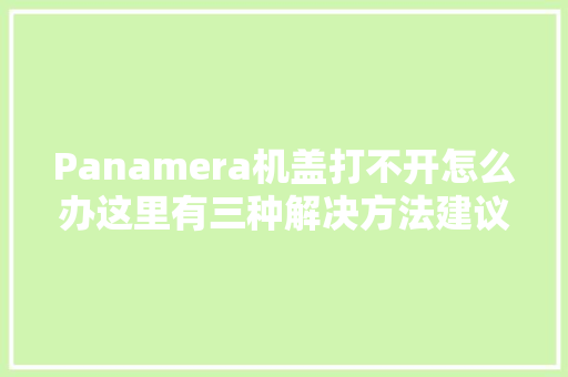 Panamera机盖打不开怎么办这里有三种解决方法建议切记