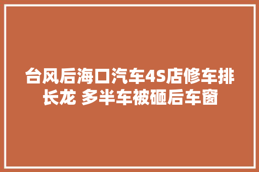 台风后海口汽车4S店修车排长龙 多半车被砸后车窗