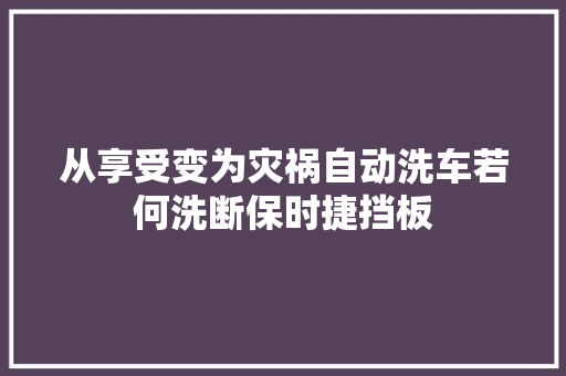 从享受变为灾祸自动洗车若何洗断保时捷挡板