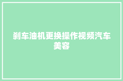 刹车油机更换操作视频汽车美容
