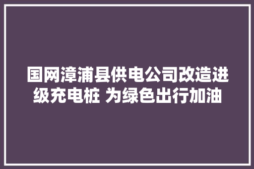 国网漳浦县供电公司改造进级充电桩 为绿色出行加油
