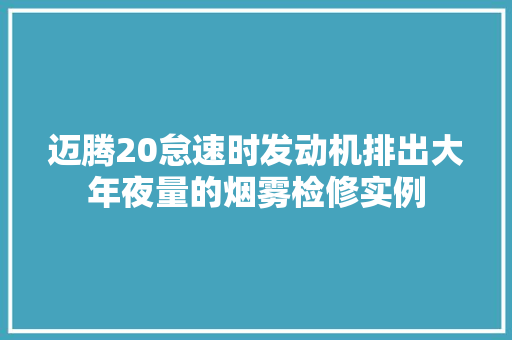 迈腾20怠速时发动机排出大年夜量的烟雾检修实例