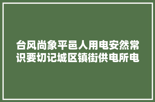 台风尚象平邑人用电安然常识要切记城区镇街供电所电话奉上