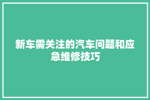 新车需关注的汽车问题和应急维修技巧