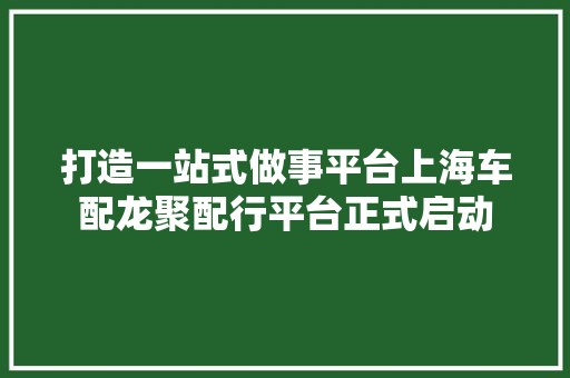 打造一站式做事平台上海车配龙聚配行平台正式启动