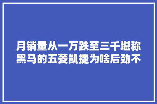 月销量从一万跌至三千堪称黑马的五菱凯捷为啥后劲不足