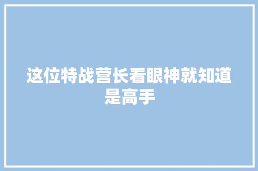 这位特战营长看眼神就知道是高手