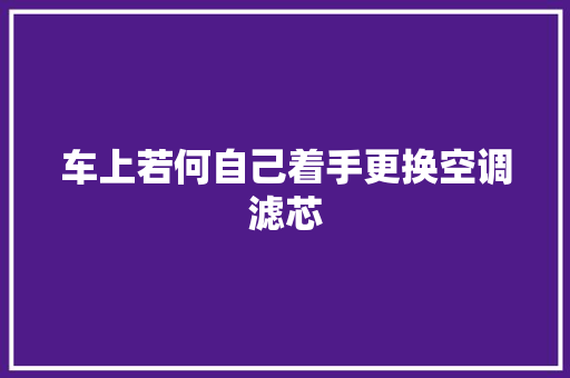 车上若何自己着手更换空调滤芯