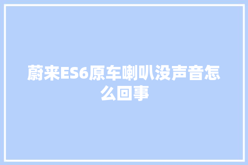 蔚来ES6原车喇叭没声音怎么回事