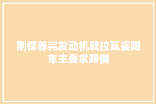 刚保养完发动机就拉瓦襄阳车主要求赔偿