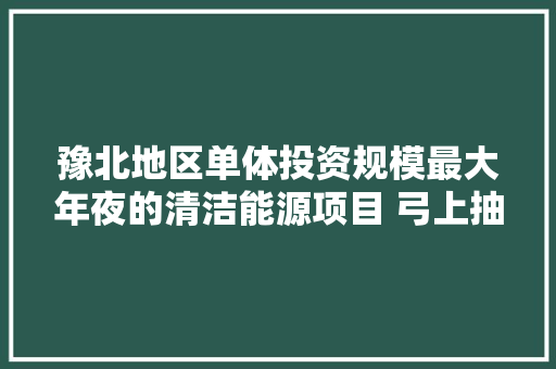 豫北地区单体投资规模最大年夜的清洁能源项目 弓上抽水蓄能电站项目导流洞贯通