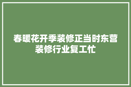 春暖花开季装修正当时东营装修行业复工忙