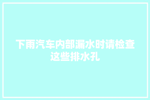 下雨汽车内部漏水时请检查这些排水孔