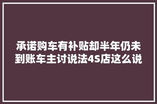 承诺购车有补贴却半年仍未到账车主讨说法4S店这么说