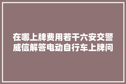 在哪上牌费用若干六安交警威信解答电动自行车上牌问题…