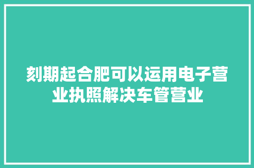 刻期起合肥可以运用电子营业执照解决车管营业