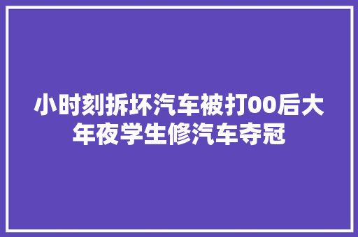 小时刻拆坏汽车被打00后大年夜学生修汽车夺冠