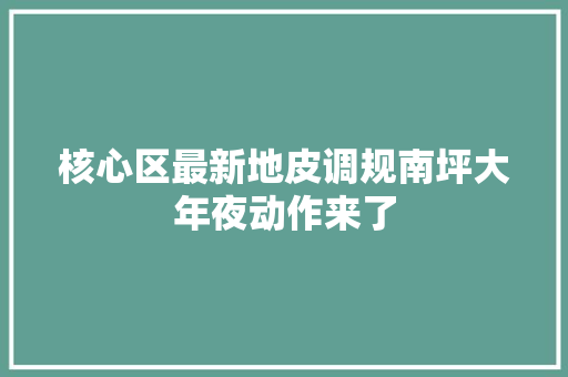 核心区最新地皮调规南坪大年夜动作来了