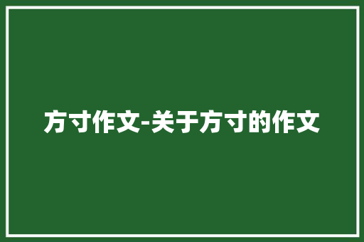 方寸作文-关于方寸的作文