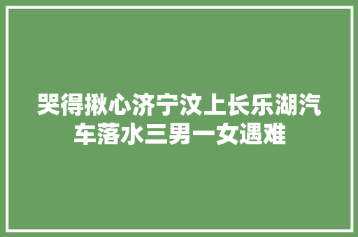 哭得揪心济宁汶上长乐湖汽车落水三男一女遇难