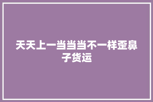 天天上一当当当不一样歪鼻子货运