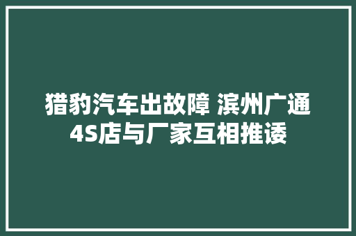 猎豹汽车出故障 滨州广通4S店与厂家互相推诿