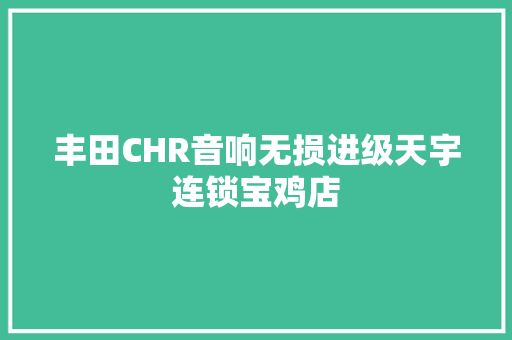 丰田CHR音响无损进级天宇连锁宝鸡店