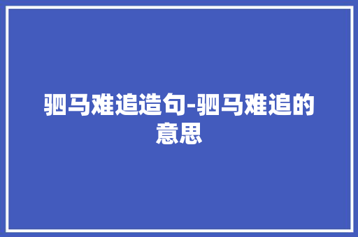驷马难追造句-驷马难追的意思