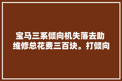 宝马三系倾向机失落去助 维修总花费三百块。打倾向异响的困扰