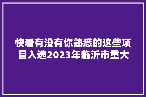 快看有没有你熟悉的这些项目入选2023年临沂市重大年夜项目