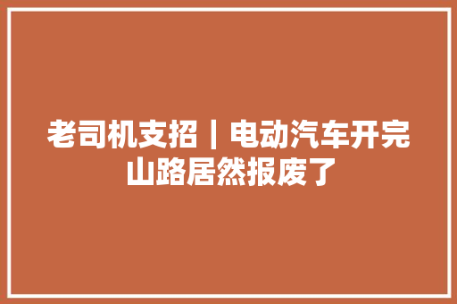 老司机支招｜电动汽车开完山路居然报废了