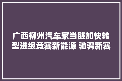 广西柳州汽车家当链加快转型进级竞赛新能源 驰骋新赛道经济新方位衣食住行看转型