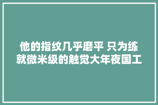 他的指纹几乎磨平 只为练就微米级的触觉大年夜国工匠