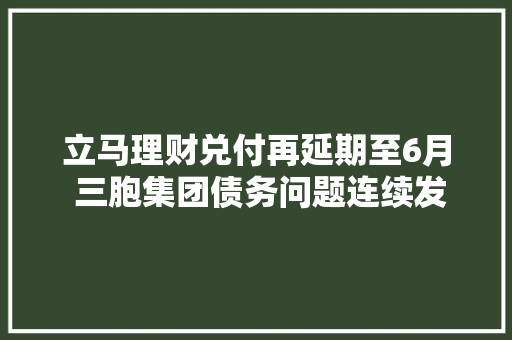 立马理财兑付再延期至6月 三胞集团债务问题连续发酵