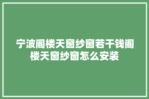 宁波阁楼天窗纱窗若干钱阁楼天窗纱窗怎么安装