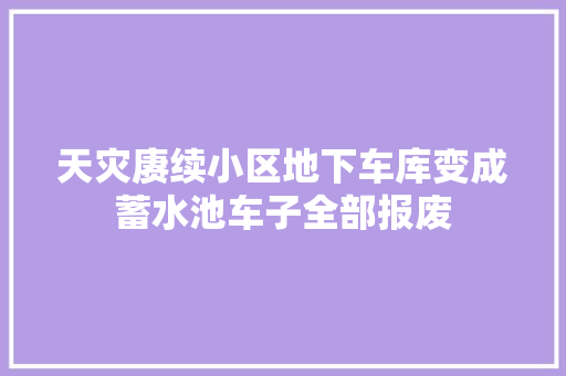 天灾赓续小区地下车库变成蓄水池车子全部报废