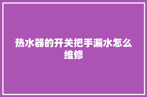 热水器的开关把手漏水怎么维修