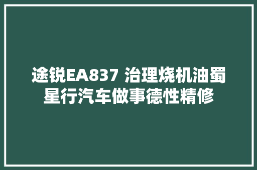 途锐EA837 治理烧机油蜀星行汽车做事德性精修