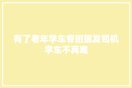 有了老年学车专班银发司机学车不再难