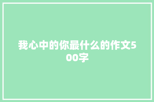 我心中的你最什么的作文500字