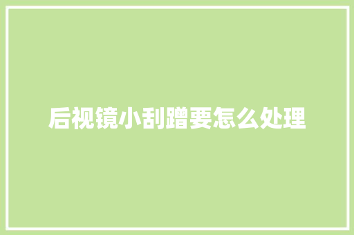 后视镜小刮蹭要怎么处理