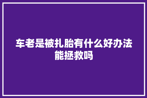 车老是被扎胎有什么好办法能拯救吗