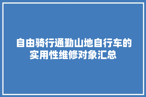 自由骑行通勤山地自行车的实用性维修对象汇总