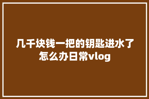 几千块钱一把的钥匙进水了怎么办日常vlog