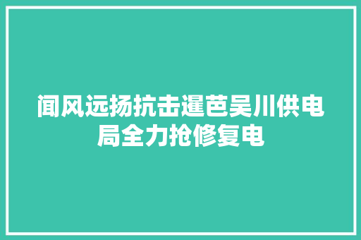 闻风远扬抗击暹芭吴川供电局全力抢修复电